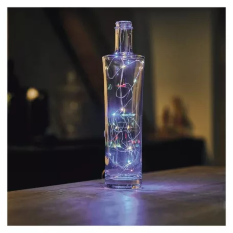 LED karácsonyi nano fényfüzér, 1,9 m, 2x AA, beltéri, többszínű, időzítő