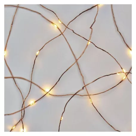 LED karácsonyi nano fényfüzér, réz, 4 m, kültéri és beltéri, meleg fehér, időzítő