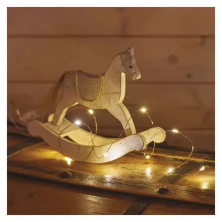 LED karácsonyi nano fényfüzér, réz, 0,9 m, 2x AA, beltéri, meleg fehér, időzítő