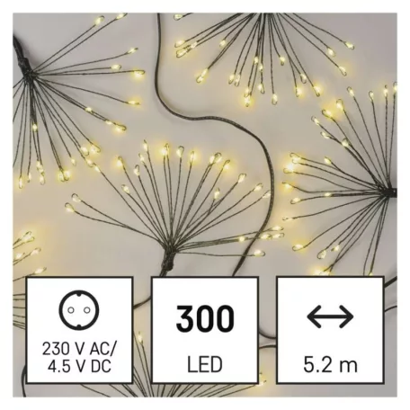 LED fényfüzér – fürtök, nano, 5,2 m, beltéri, meleg fehér, időzítő