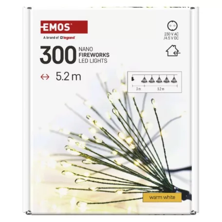 LED fényfüzér – fürtök, nano, 5,2 m, beltéri, meleg fehér, időzítő