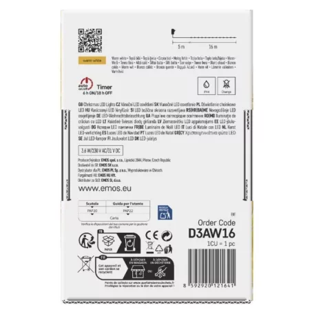 LED karácsonyi drop fényfüzér, 16 m, kültéri és beltéri, meleg fehér, időzítő