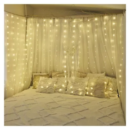 LED karácsonyi drop fényfüzér – fényfüggöny, 1,7x2 m, kültéri és beltéri, meleg fehér, pr.