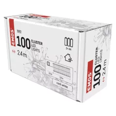   LED karácsonyi nano fényfüzér – süni, 2,4 m, 3x AA, beltéri, hideg fehér, időzítő