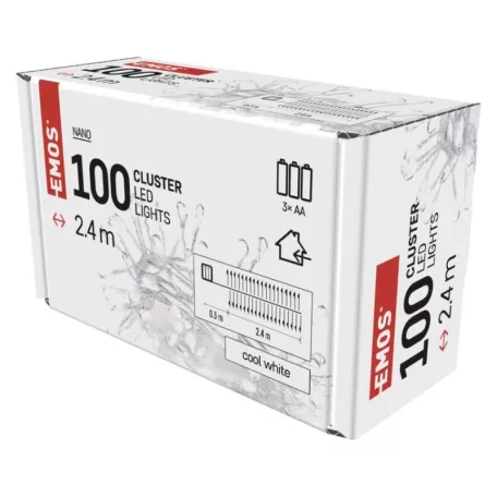 LED karácsonyi nano fényfüzér – süni, 2,4 m, 3x AA, beltéri, hideg fehér, időzítő