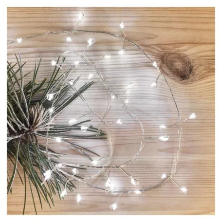 LED karácsonyi nano fényfüzér – süni, 2,4 m, 3x AA, beltéri, hideg fehér, időzítő