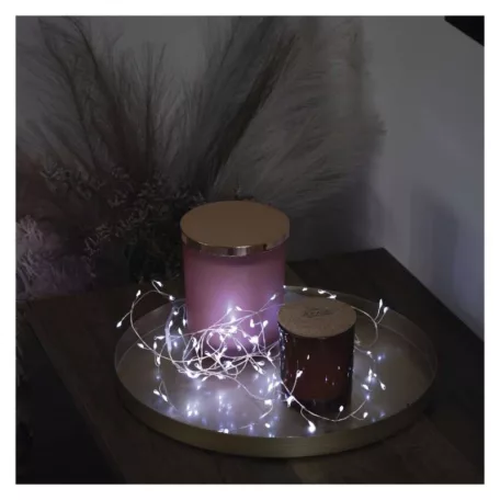 LED karácsonyi nano fényfüzér – süni, 2,4 m, 3x AA, beltéri, hideg fehér, időzítő