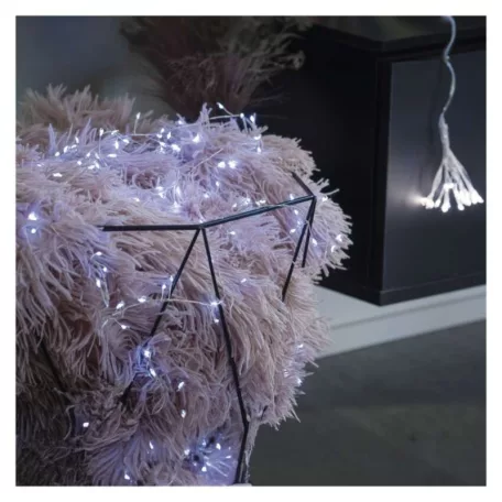 LED karácsonyi nano fényfüzér – süni, 2,4 m, 3x AA, beltéri, hideg fehér, időzítő