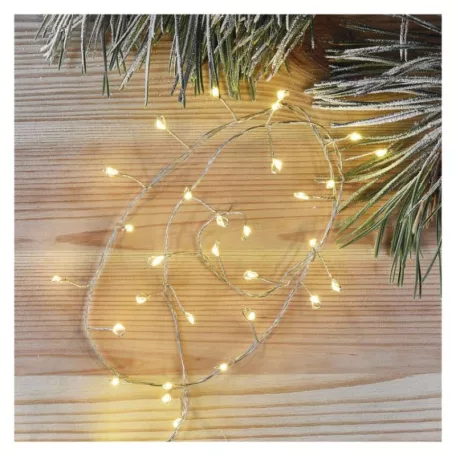 LED karácsonyi nano fényfüzér – süni, 2,4 m, 3x AA, beltéri, meleg fehér, időzítő