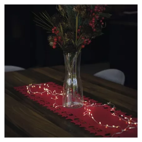 LED karácsonyi nano fényfüzér – süni, 2,4 m, 3x AA, beltéri, meleg fehér, időzítő