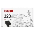 LED nano lánc napelemmel, réz, 12 m, kültéri és beltéri, hideg fehér, időzítő