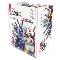   LED karácsonyi fényfüzér, 12 m, kültéri és beltéri, RGB, távirányító, programok, időzítő