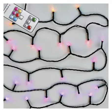 LED karácsonyi fényfüzér, 16 m, kültéri és beltéri, RGB, távirányító, programok, időzítő