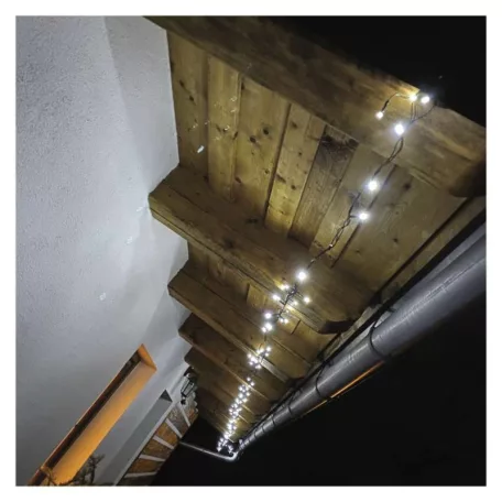 LED karácsonyi fényfüzér, 18 m, kültéri és beltéri, hideg fehér, időzítő