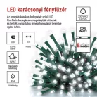 LED karácsonyi fényfüzér, 4 m, kültéri és beltéri, hideg fehér, progr, időz.