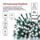 LED karácsonyi fényfüzér, 18 m, kültéri és beltéri, hideg fehér, progr, időz.