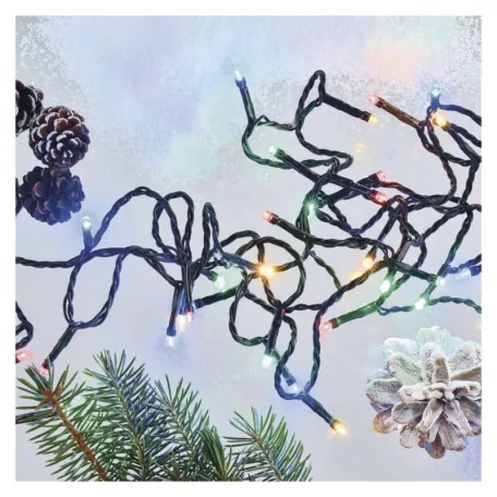 LED karácsonyi fényfüzér, 12 m, kültéri és beltéri, többszínű, időzítő