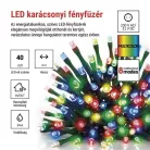 LED karácsonyi fényfüzér, 4 m, kültéri és beltéri, többszínű, progr, időz.