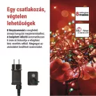 LED karácsonyi fényfüzér, 4 m, kültéri és beltéri, többszínű, progr, időz.