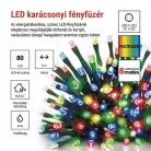 LED karácsonyi fényfüzér, 8 m, kültéri és beltéri, többszínű, progr, időz.