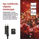 LED karácsonyi fényfüzér, 24 m, kültéri és beltéri, többszínű, progr, időz.