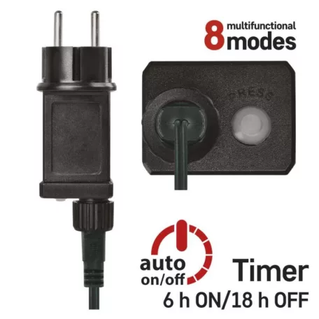 LED karácsonyi fényfüzér, 24 m, kültéri és beltéri, többszínű, progr, időz.