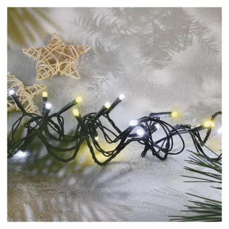 LED karácsonyi fényfüzér, villogó, 8 m, kültéri és beltéri, meleg/hideg fehér, időzítő