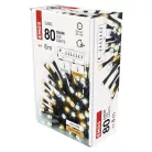 LED karácsonyi fényfüzér, 8 m, kültéri és beltéri, meleg/hideg fehér, időzítő