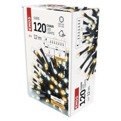   LED karácsonyi fényfüzér, 12 m, kültéri és beltéri, meleg/hideg fehér, időzítő