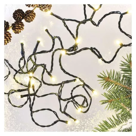 LED karácsonyi fényfüzér, 8 m, kültéri és beltéri, meleg fehér, időzítő