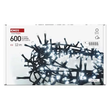 LED karácsonyi fényfüzér – süni, 12 m, kültéri és beltéri, hideg fehér, időzítő