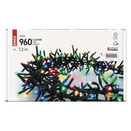 LED karácsonyi fényfüzér – süni, 7,2 m, kültéri és beltéri, többszínű, program.