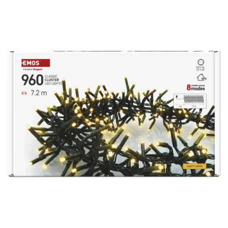 LED karácsonyi fényfüzér – süni, 7,2 m, kültéri és beltéri, meleg fehér, programok,időzítő