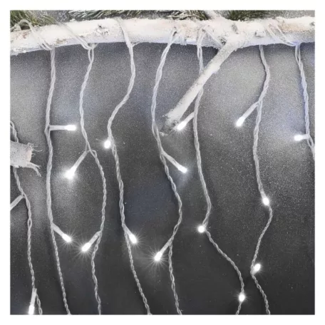 LED karácsonyi jégcsapok, 5 m, kültéri és beltéri, hideg fehér, távirányító, progr, időz.