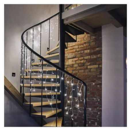 LED karácsonyi jégcsapok, 5 m, kültéri és beltéri, hideg fehér, távirányító, progr, időz.