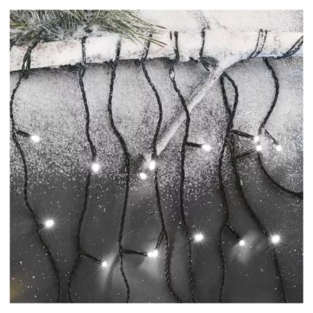 LED karácsonyi jégcsapok, 10 m, kültéri és beltéri, hideg fehér, programokkal