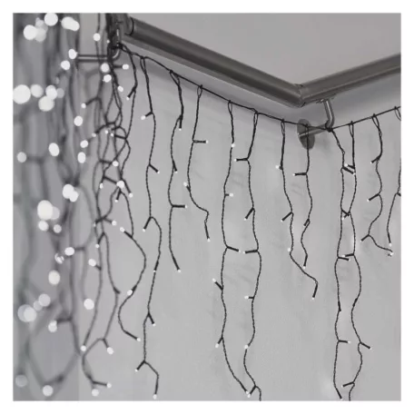 LED karácsonyi jégcsapok, 10 m, kültéri és beltéri, hideg fehér, programokkal