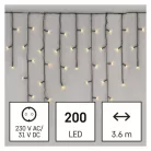 LED karácsonyi jégcsapok, 3,6 m, kültéri és beltéri, meleg fehér, programokkal