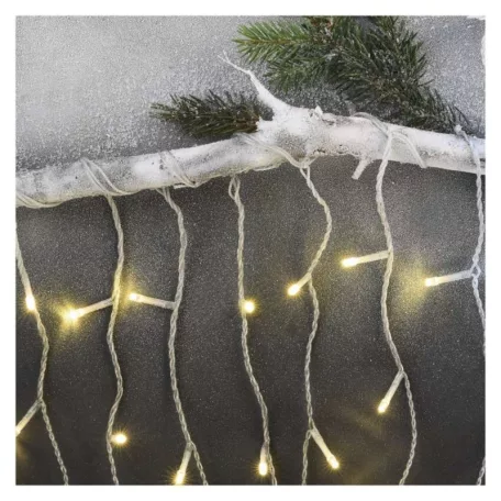 LED karácsonyi jégcsapok, 5 m, kültéri és beltéri, meleg fehér, távirányító, progr, időz.