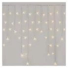 LED karácsonyi jégcsapok, 5 m, kültéri és beltéri, meleg fehér, távirányító, progr, időz.