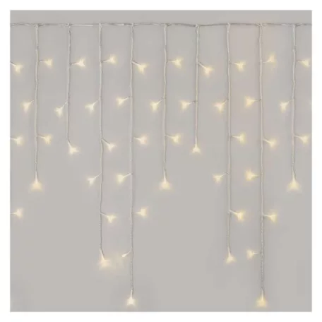 LED karácsonyi jégcsapok, 5 m, kültéri és beltéri, meleg fehér, távirányító, progr, időz.