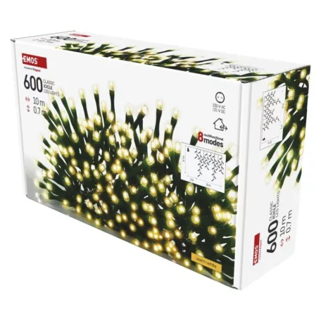 LED karácsonyi jégcsapok, 10 m, kültéri és beltéri, meleg fehér, programokkal