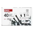 LED karácsonyi fényfüzér, 2,8 m, 3x AA, kültéri és beltéri, hideg fehér, időzítő