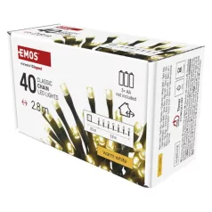   LED karácsonyi fényfüzér, 2,8 m, 3x AA, kültéri és beltéri, meleg fehér, időzítő