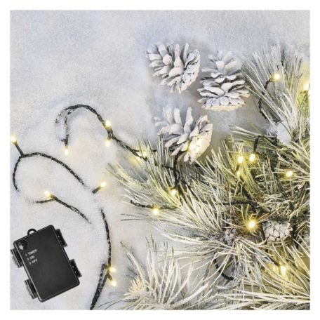 LED karácsonyi fényfüzér, 2,8 m, 3x AA, kültéri és beltéri, meleg fehér, időzítő