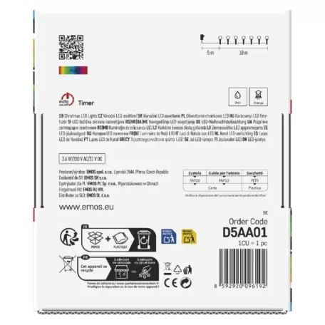 LED karácsonyi fényfüzér, cseresznye – golyók, 10 m, RGB, távirányító, programok, időzítő