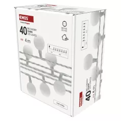   LED fényfüzér, cseresznye – golyók 2,5 cm, 4 m, kültéri és beltéri, hideg fehér, időzítő