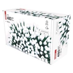   LED karácsonyi fényfüzér, cseresznye – golyók, 48 m, kültéri és beltéri, hideg fehér, időz