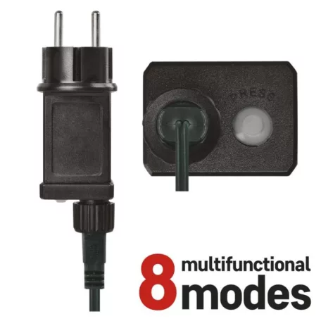 LED karácsonyi fényfüzér, cseresznye – golyók, 20 m, kültéri s beltéri, hideg fehér, progr