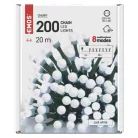 LED karácsonyi fényfüzér, cseresznye – golyók, 20 m, kültéri s beltéri, hideg fehér, progr